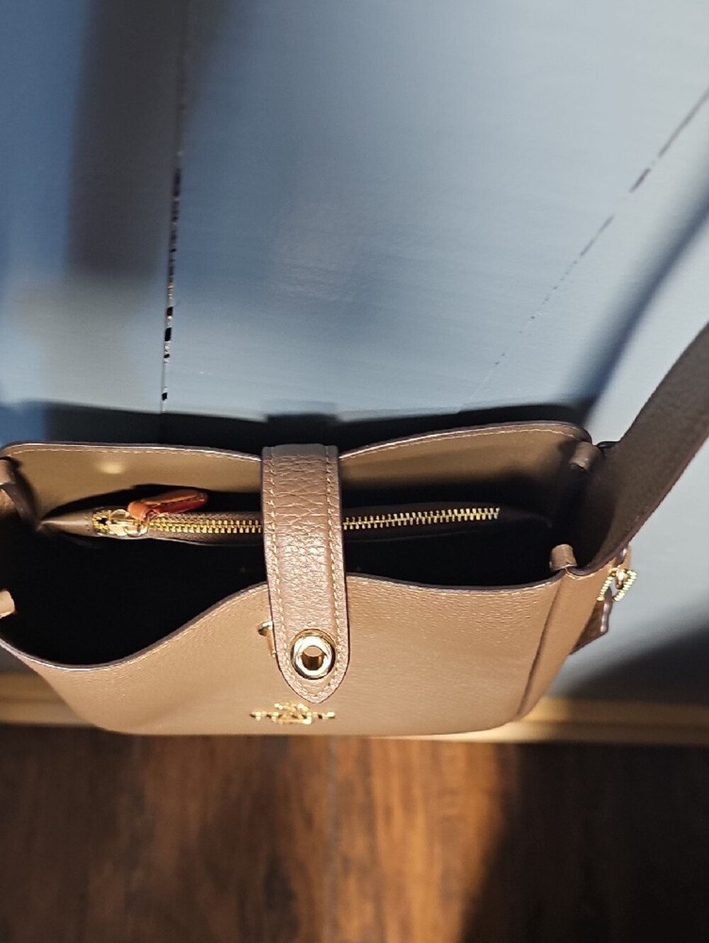 Coach Pebbled Leather Crossbody Bag in Tan - Picture 5 of 5